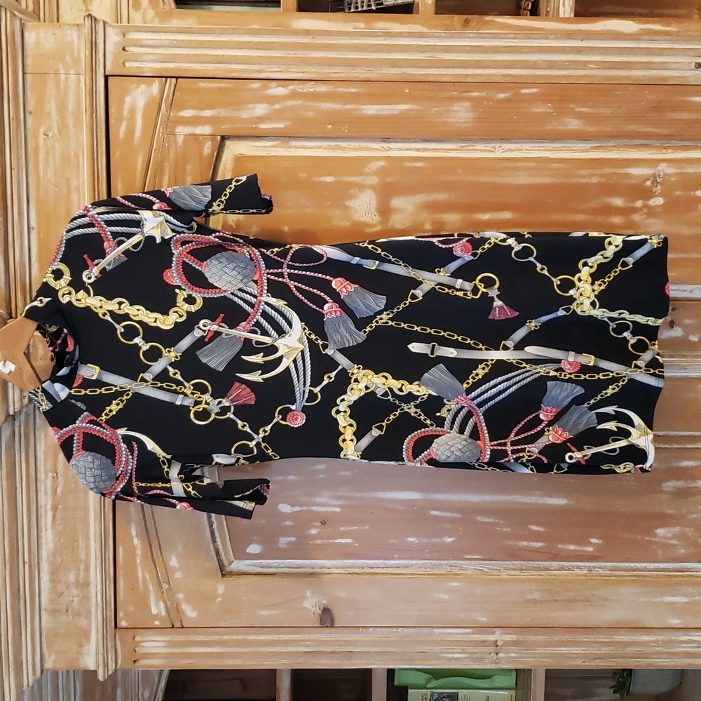 Black Sailaway ⛵ Dress by Topia Size Medium Gold Black and Coral Colors